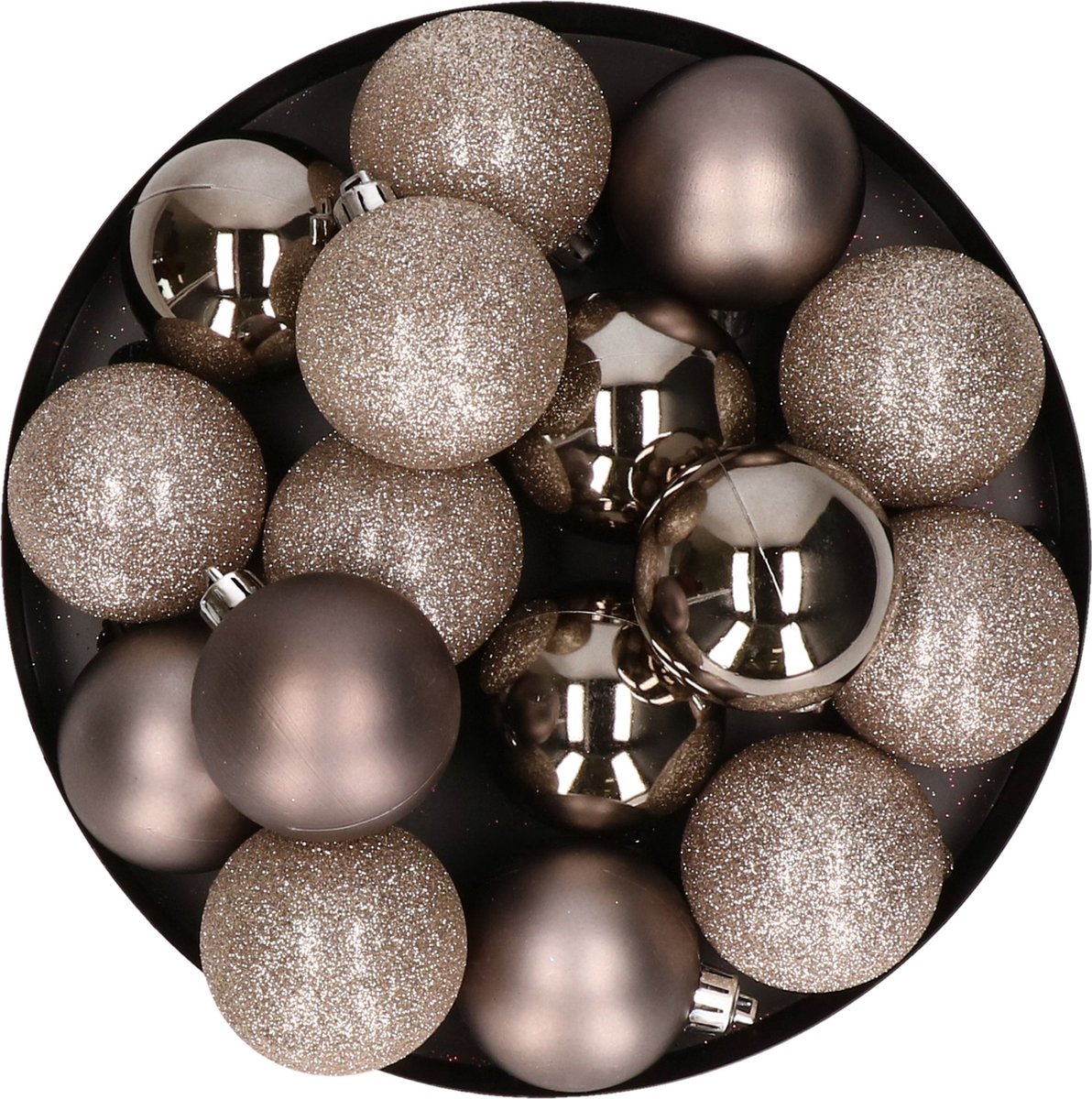 Cosy & Trendy Kerstballen - 12x - champagne - 6 cm - kunststof - kerstversiering - Onbreekbare plastic kerstballen