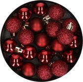 60x stuks kleine kunststof kerstballen donkerrood 3 cm - Onbreekbare plastic kerstballen - Kerstversiering