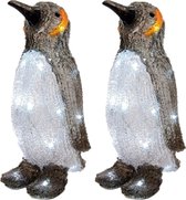 Set van 2x stuks kerstverlichting pinguin met LED licht 33 cm