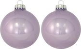 16x Orchidee paarse glazen kerstballen glans 7 cm kerstboomversiering - glans - Kerstversiering/kerstdecoratie paars