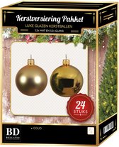 24 Stuks mix glazen Kerstballen pakket goud 6 cm - kerstballen pakket