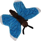 Pluche blauwe vlinder knuffel  21 cm