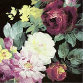 40x Gekleurde 3-laags servetten vintage rozen 33 x 33 cm - Voorjaar/lente bloemen thema