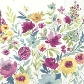 60x Gekleurde 3-laags servetten bloemen 33 x 33 cm - Voorjaar/lente bloemen thema