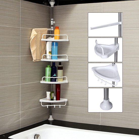 Douche Manden - Badkamerplank - Geen Boren Doucheplanken Voor Badkamer Aluminium Badkamer Accessoires Doucheplank Hoekplank Douche Zuiging Badkamerplank 2 Tiers Zilver Driehoek