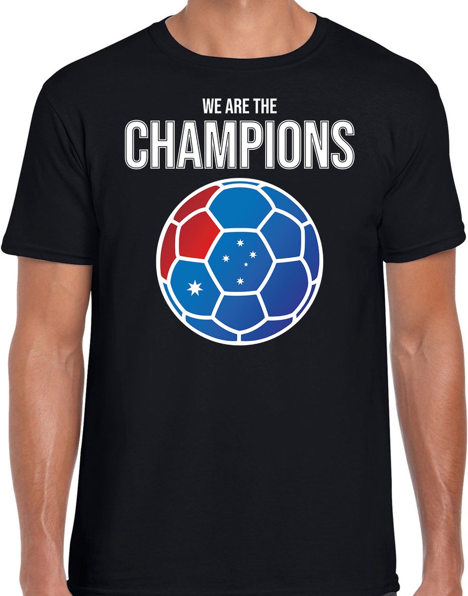 Australie WK supporter t-shirt - we are the champions met Australische voetbal - zwart - heren - kleding / shirt L