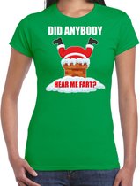 Fun Kerstshirt / Kerst t-shirt Did anybody hear my fart groen voor dames - Kerstkleding / Christmas outfit XL