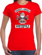 Fout Kerstshirt / Kerst t-shirt Santas angels Northpole rood voor dames - Kerstkleding / Christmas outfit XS