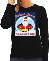 Foute Duitsland Kersttrui / sweater - Christmas in Germany we know how to party - zwart voor dames - kerstkleding / kerst outfit S
