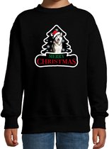 Dieren kersttrui husky zwart kinderen - Foute honden kerstsweater jongen/ meisjes - Kerst outfit dieren liefhebber 152/164