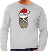 Bad Santa foute Kerstsweater / Kerst trui grijs voor heren - Kerstkleding / Christmas outfit S