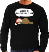 Luiaard Kerstsweater / Kerst trui Wake me up when christmas is over zwart voor heren - Kerstkleding / Christmas outfit XL