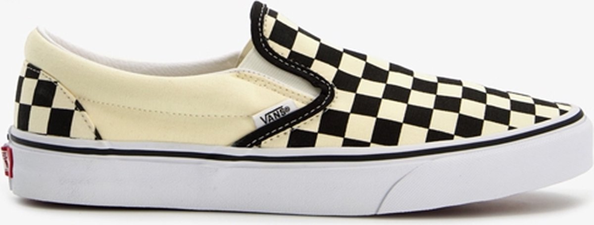 vans checkered slip ons black