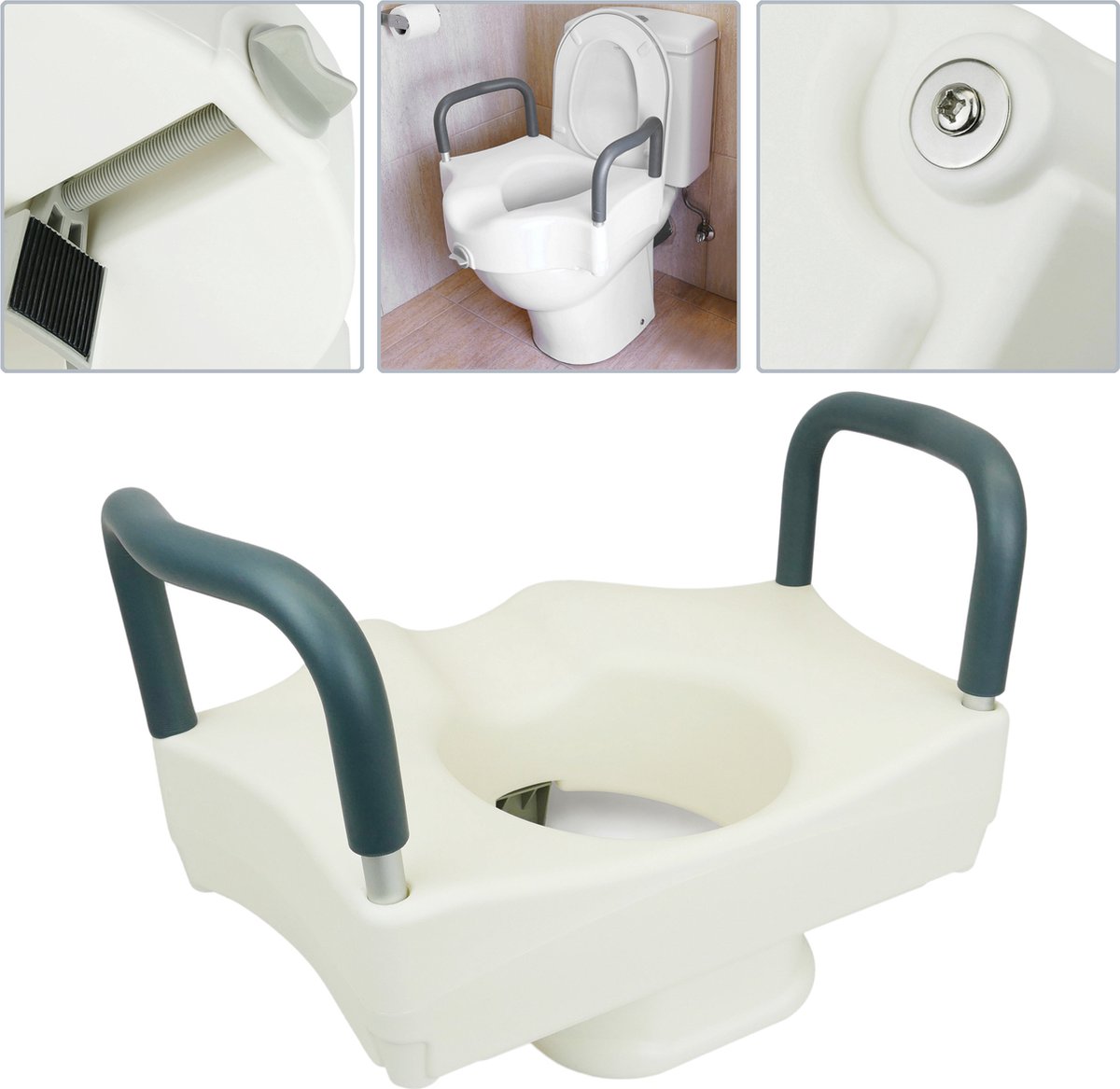 Rehausseur de toilettes pour WC avec couvercle pour adultes - Cablematic