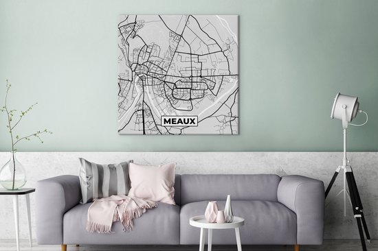 Canvas Schilderij Meaux - Plattegrond - Frankrijk - Kaart - Stadskaart - 90x90 cm - Wanddecoratie - OneMillionCanvasses