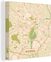 Toile Peinture Plan d'Etage - Kassel - Vintage - Carte - Plan de Ville - 20x20 cm - Décoration murale