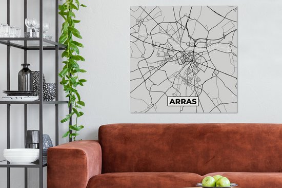 Peinture sur toile Carte - Plan de Ville - France - Arras - Carte - 90x90 cm - Décoration murale
