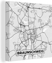 Canvas Schilderij Duitsland - Stadskaart - Plattegrond - Braunschweig - Kaart - 20x20 cm - Wanddecoratie