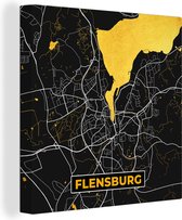 Canvas Schilderij Flensburg - Goud - Stadskaart - Plattegrond - Kaart - Duitsland - 20x20 cm - Wanddecoratie