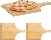 Relaxdays 3x pelle à pizza 45 cm large - bambou - spatule à pizza - pelle à pain - planche à pizza bois