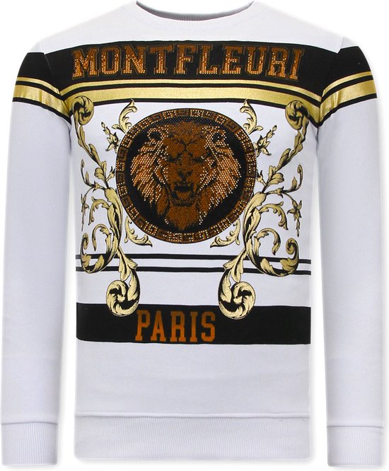 Pull Homme avec Imprimé - Lion Strass - 3767 - Wit