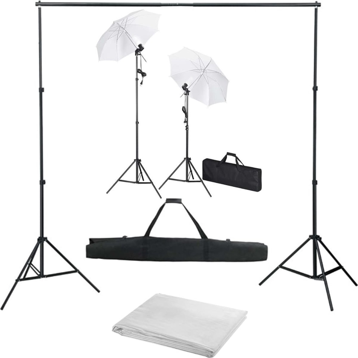 VidaLife Fotostudioset met achtergrond, lampen en paraplu's
