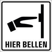 Hier bellen bord - kunststof 200 x 200 mm