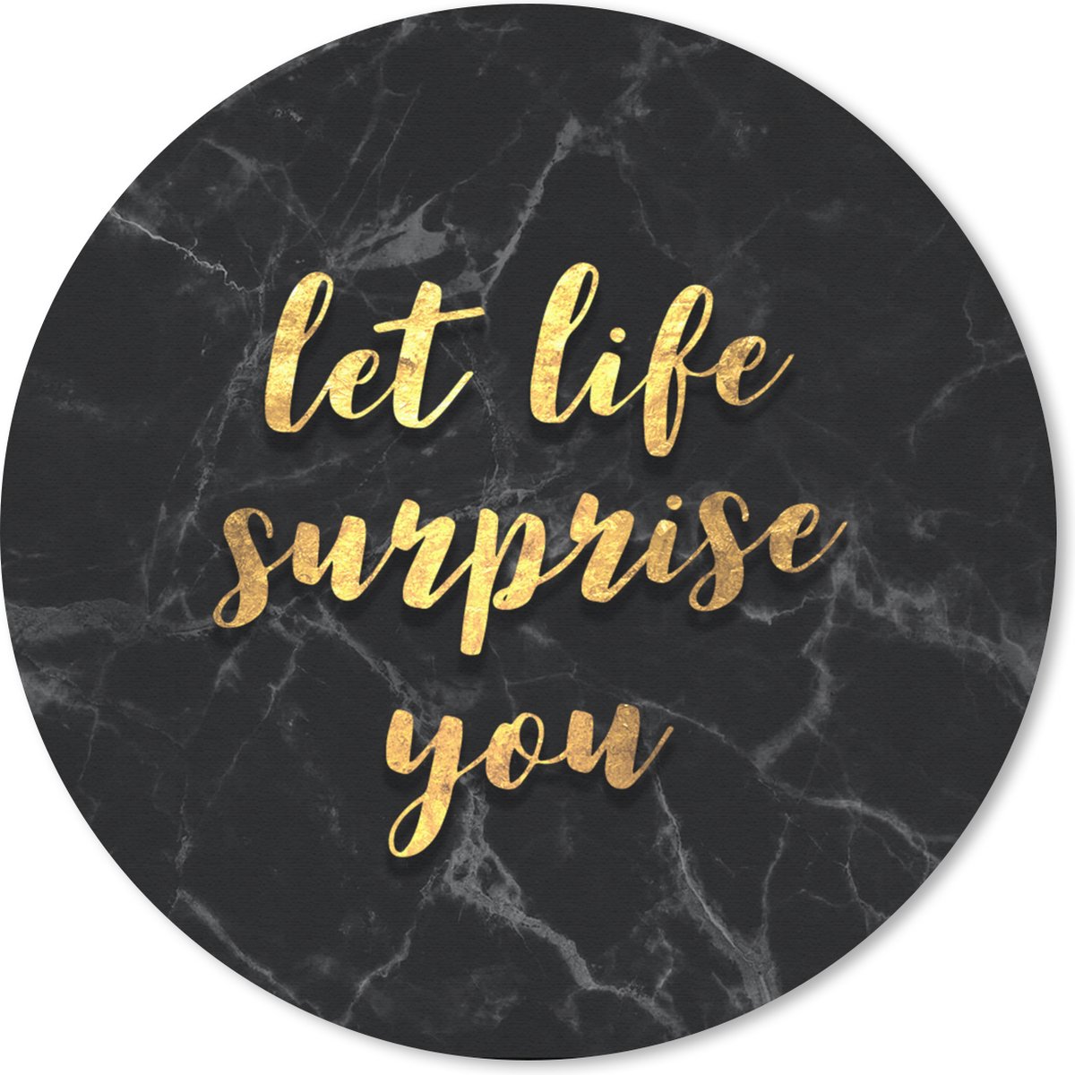 Muismat rond 20x20 cm - Mousepad Quotes - Surprise - Goud - Marmer print - Ronde muismatten