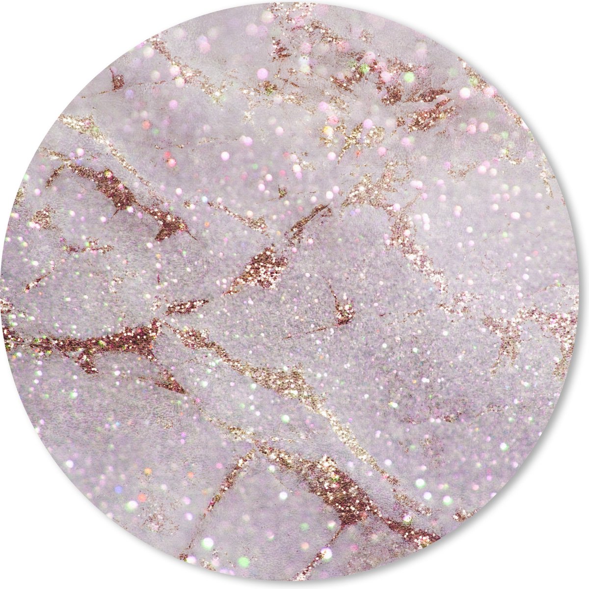 Muismat rond 20x20 cm - Mousepad Marmer - Paars - Glitter - Ronde muismatten