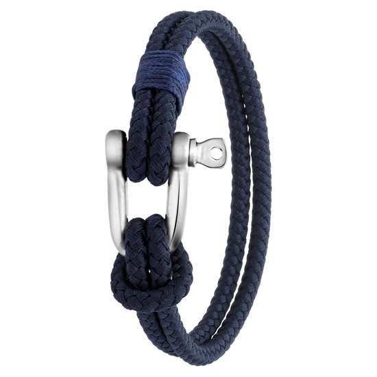 Lucardi - Bracelet homme en acier fermeture manchette bleu foncé | bol