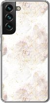 Geschikt voor Samsung Galaxy S22 hoesje - Marmer print - Geometrie - Goud - Siliconen Telefoonhoesje