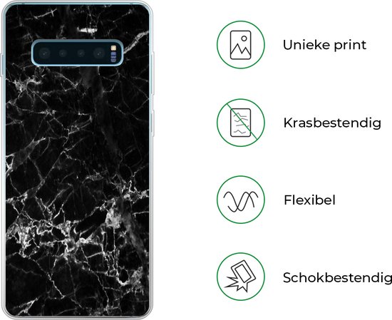 Coque Samsung Galaxy S10 Plus - Marbre - Pierre - Zwart - Siliconen