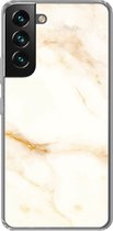 Geschikt voor Samsung Galaxy S22 hoesje - Marmer print - Patronen - Wit - Siliconen Telefoonhoesje