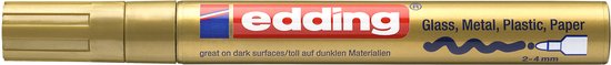 edding 750 glanslakmarker – goud – 1 verfstift – ronde punt 2-4 mm – verfpen voor glas, stenen, hout, plastic, papier – waterproof, hoge dekking