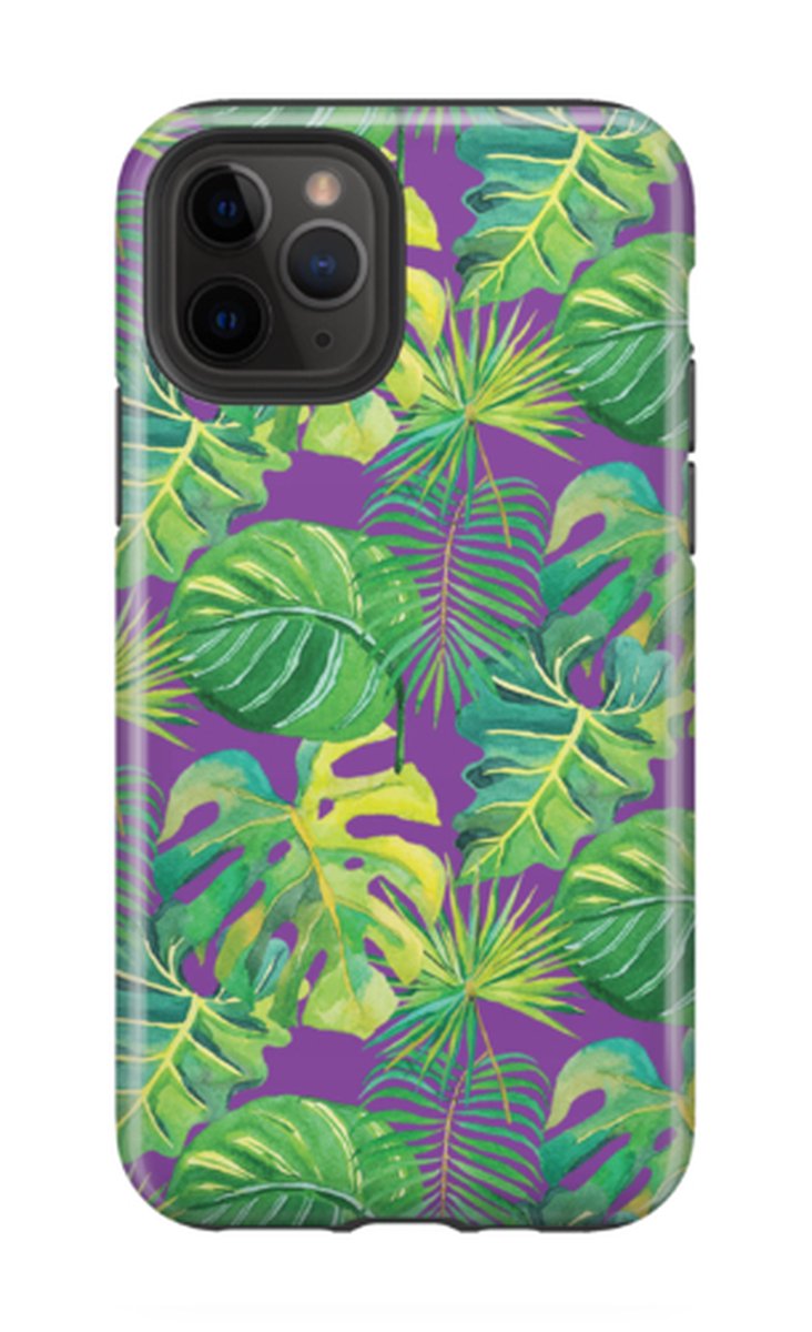 Telefoonhoesje geschikt voor Apple iPhone 11 Pro Max - Tough Case - Extra Stevig met 2 lagen bescherming - Natuurcollectie - Tropicalia - Paars