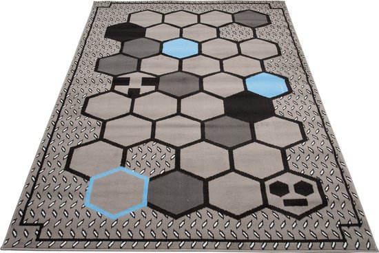Tapiso Tapiso Atena Grijs Blauw Tapis de chambre d'enfant Taille - 80x150