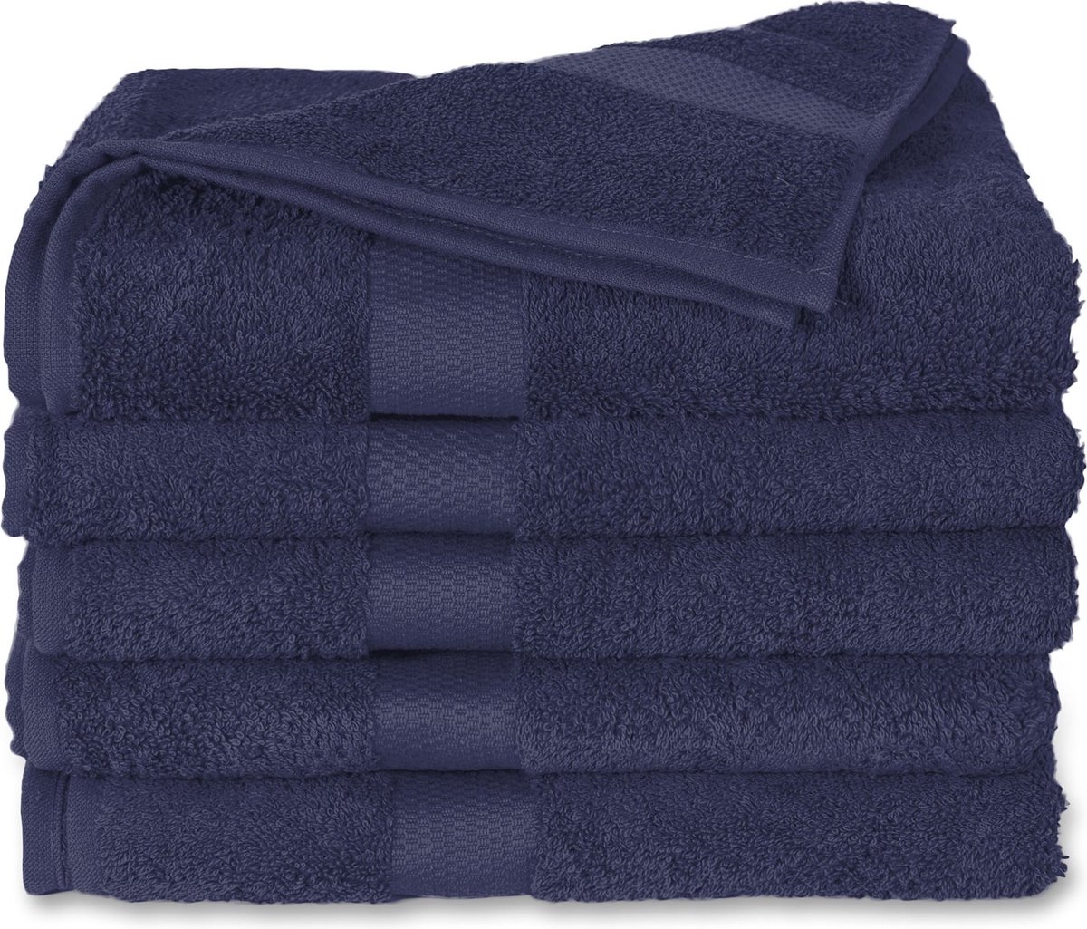 Twentse Damast Luxe Katoenen Badstof Handdoeken - Douchelaken - 2 stuks - 70x140 cm - Marine Blauw