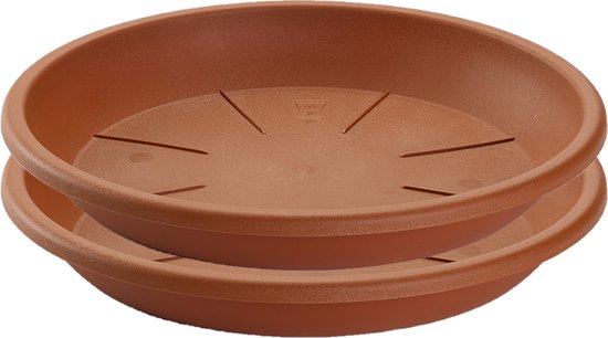 Set van 6x stuks water opvangschaal/onderschotel voor planten pot terra cotta kleur dia 24 cm - Voor pot 30/35 cm diameter