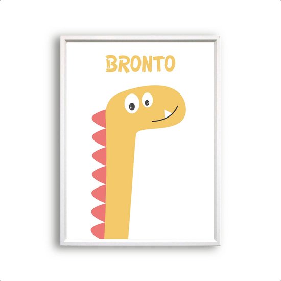 Poster Getekende dinosaurus brontosaurus / bronto / Dinosaurus / Baby - Kinderkamer  / Dieren Poster / Babykamer - Kinderposter 50x40cm