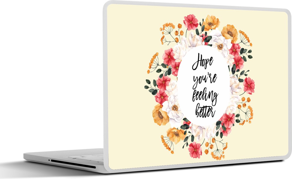 Laptop sticker - 10.1 inch - Beterschap - Spreuken - Bloemen - Hope - 25x18cm - Laptopstickers - Laptop skin - Cover