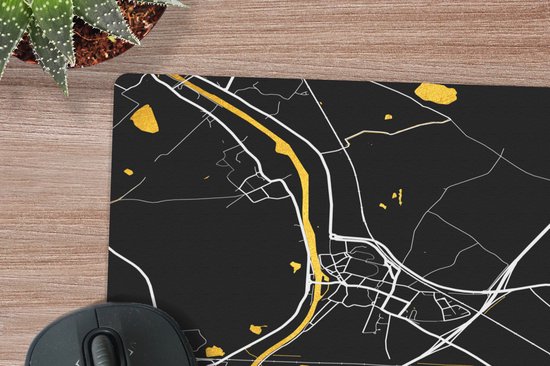 Muismat 20x20 cm - Mousepad Antoing - Kaart - Goud - Plattegrond - Stadskaart - Muismatten - Stadskaart