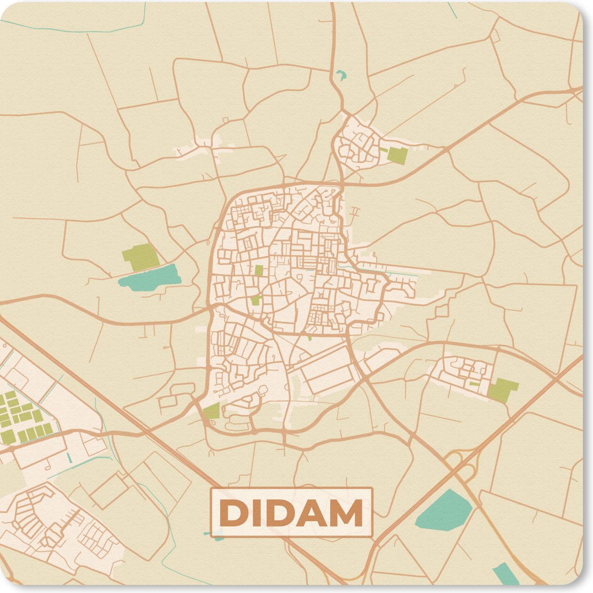 Muismat 20x20 cm - Mousepad Kaart - Didam - Plattegrond - Stadskaart - Muismatten - Stadskaart