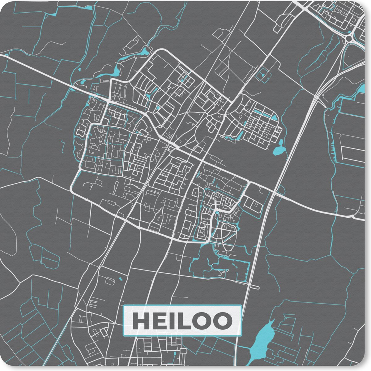 Muismat 20x20 cm - Mousepad Heiloo - Stadskaart - Plattegrond - Kaart - Muismatten - Stadskaart