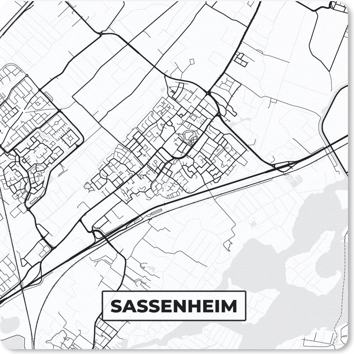 Muismat 20x20 cm - Mousepad Plattegrond - Sassenheim - Stadskaart - Kaart - Muismatten - Stadskaart