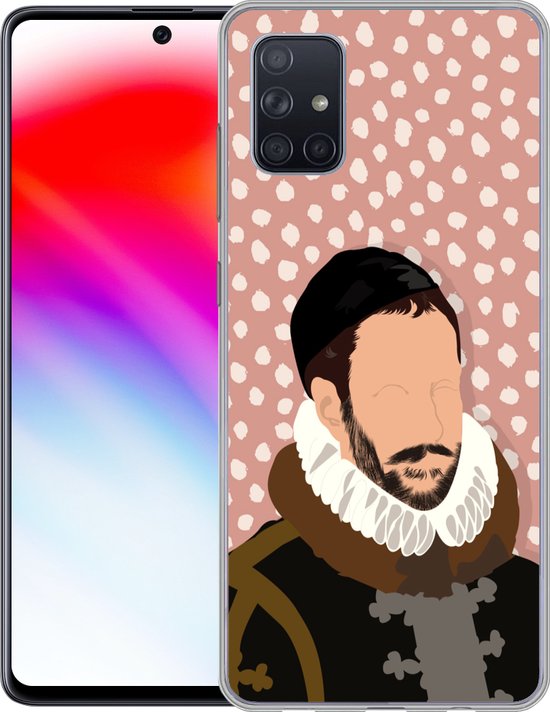 Telefoonhoesje Geschikt voor Samsung Galaxy A71 hoesje - Pastel - Willem van Oranje - Stippen - Oude meesters - Siliconen Telefoonhoesje Telefoonhoesje