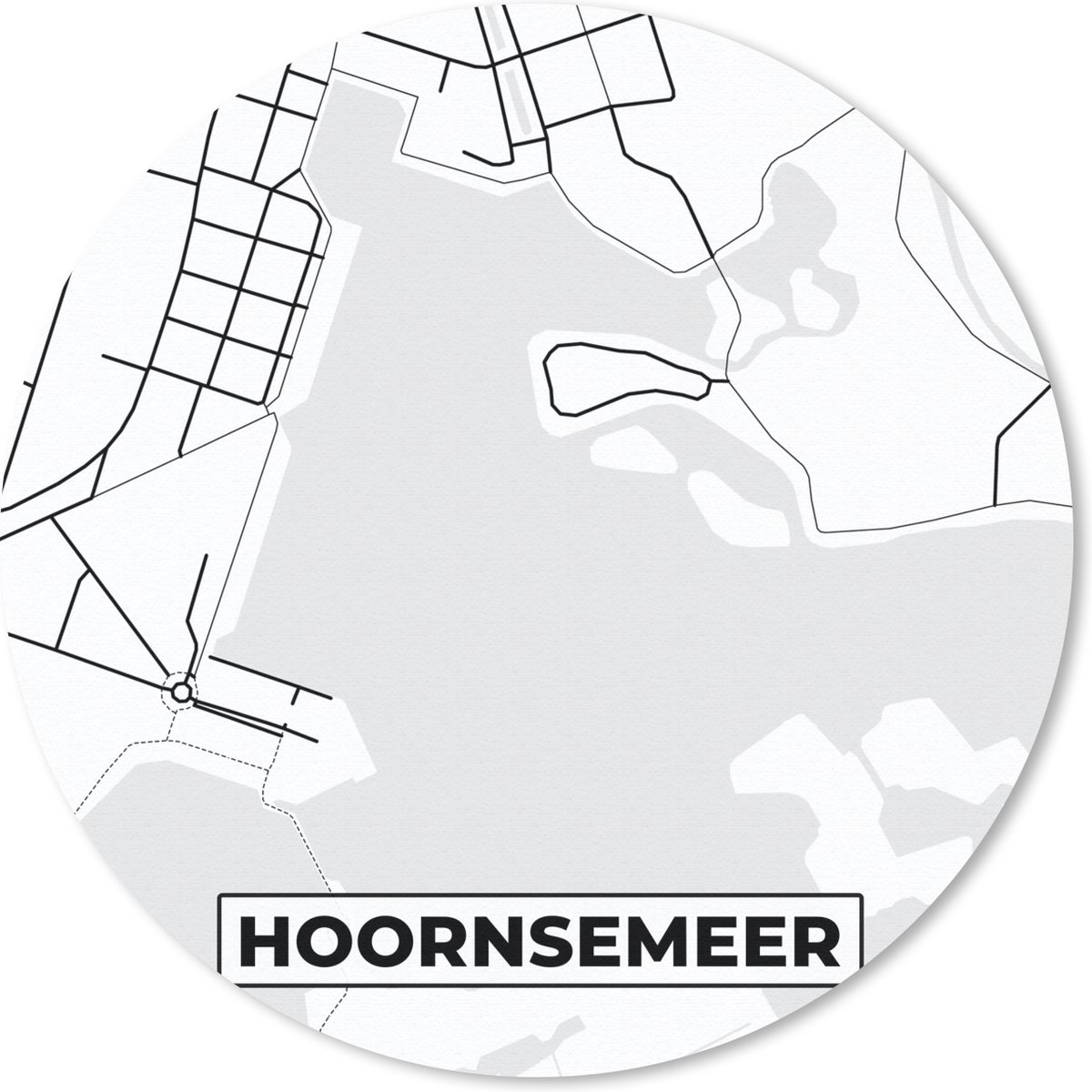 Muismat rond 30x30 cm - Mousepad Plattegrond - Stadskaart - Kaart - Hoornsemeer - Ronde muismatten - Stadskaart