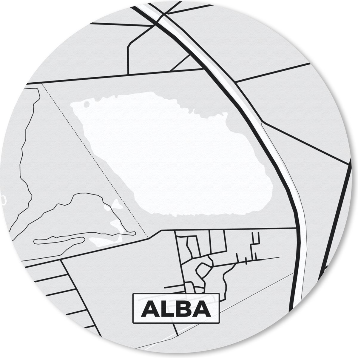 Muismat rond 50x50 cm - Mousepad Kaart - Gelderland - Alba - Plattegrond - Stadskaart - Ronde muismatten - Stadskaart