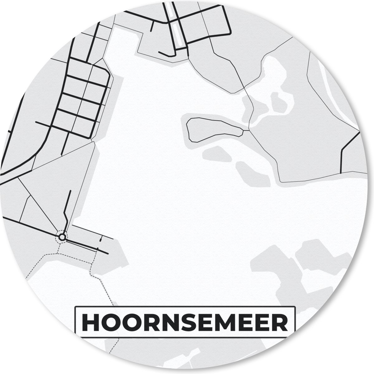 Muismat rond 30x30 cm - Mousepad Stadskaart - Kaart - Hoornsemeer - Nederland - Plattegrond - Ronde muismatten - Stadskaart