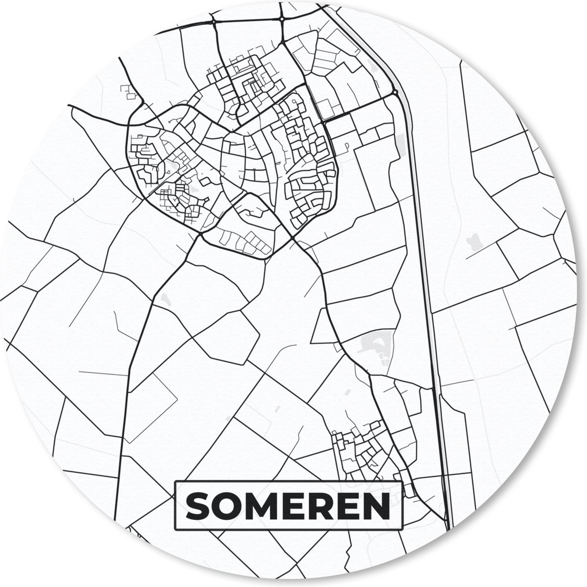 Muismat rond 30x30 cm - Mousepad Kaart - Stadskaart - Someren - Plattegrond - Ronde muismatten - Stadskaart