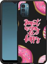 Nokia G11/G21 Hoesje Zwart Donut Worry - Designed by Cazy